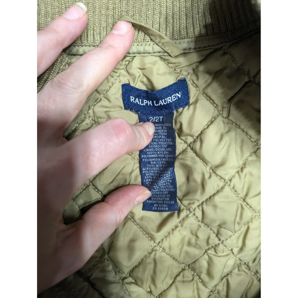 Ralph Lauren Quilted Vest Equine Crest Embroidered Coat Kids 2T Beige Collar IP - Picture 6 of 9